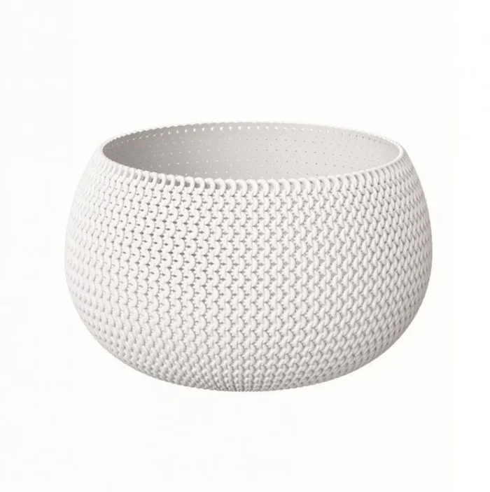 Maceta redonda con deposito Splofy Bowl de plastico en color blanco 47,8 (largo) x 47,8 (ancho) x 30 (altura) cm