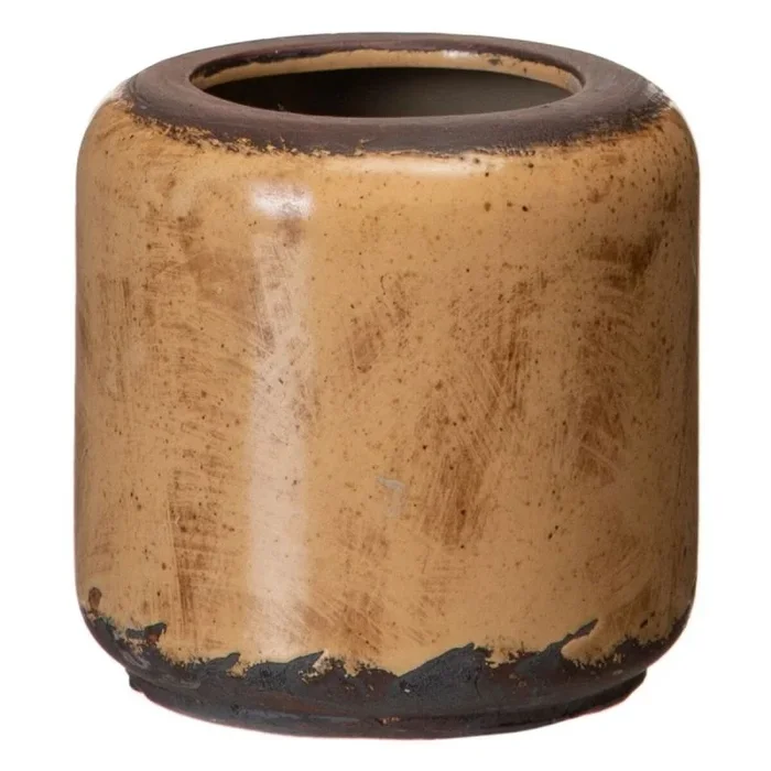 Macetero marrón cerámica 11,5 x 11,5 x 11,5 cm
