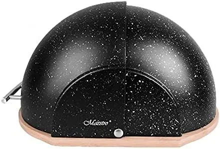 Maestro MR-1678-G Panera de Mesa para Guardar Pan, Tapa Deslizante, Contenedor para Almacenamiento Pan y Bollería, Diseño Moderno, Negra