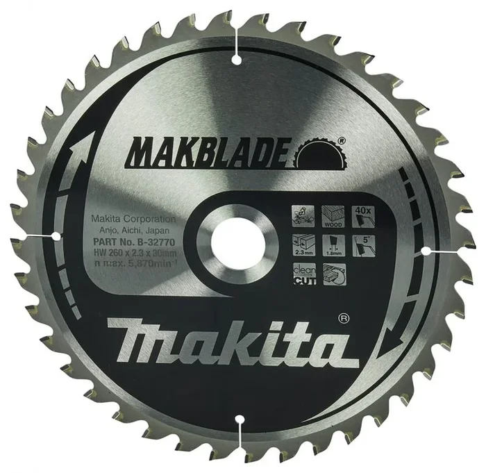 Makita B-32770 – Makblade Hoja de Sierra 260 x 30 mm, 40 z,