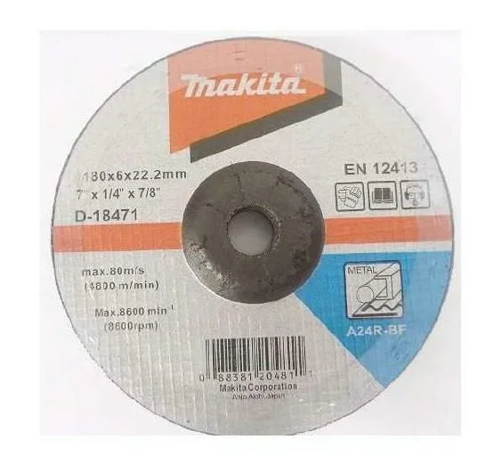 Makita Discos Abrasivos para Metal D-18471, herramienta profesional para rectificado en superficies metálicas, diseño reforzado, alta resistencia, compatibilidad con amoladoras, color negro