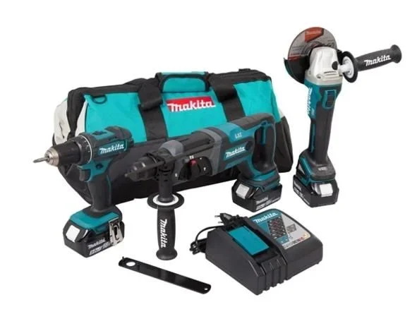Makita zestaw combo 18v dlx3078tx1 (ddf482+dga504+dhr241) 3×5,0 torba