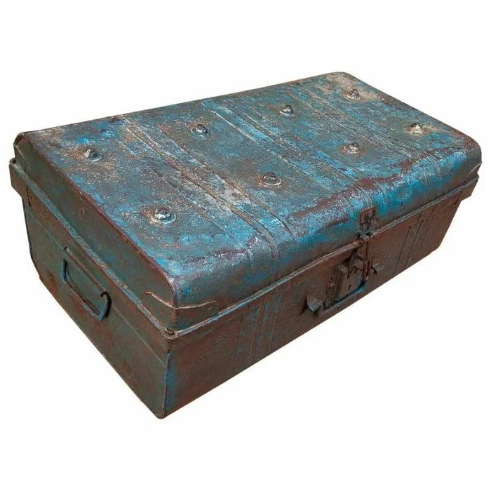 Maleta decorativa alexandra house living azul hierro estilo artesanal 35 x 24 x 61 cm