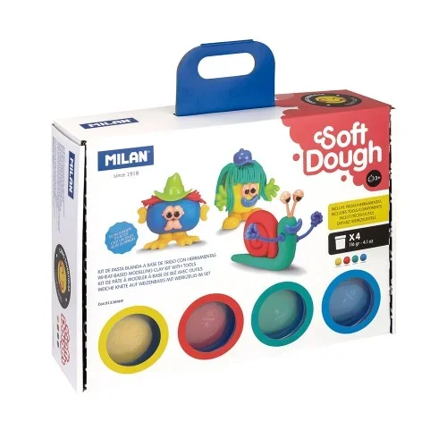 Maletín pasta blanda soft dough 4 botes 116 g con herramientas ‘caras divertidas’