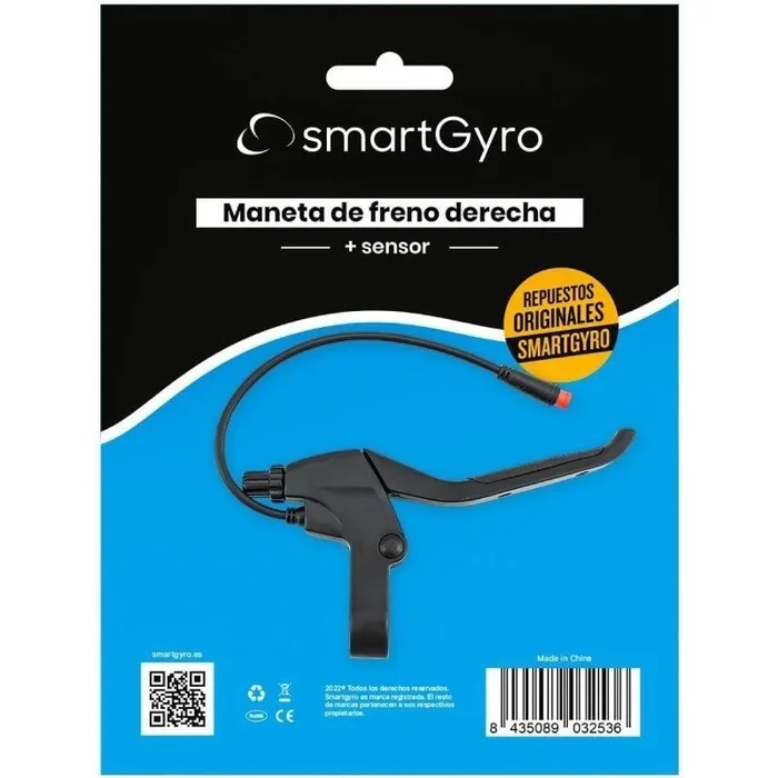 Maneta de freno derecho + sensor para patinete eléctrico smartgyro pp27-082/ compatible con speedway / rockway y crossover