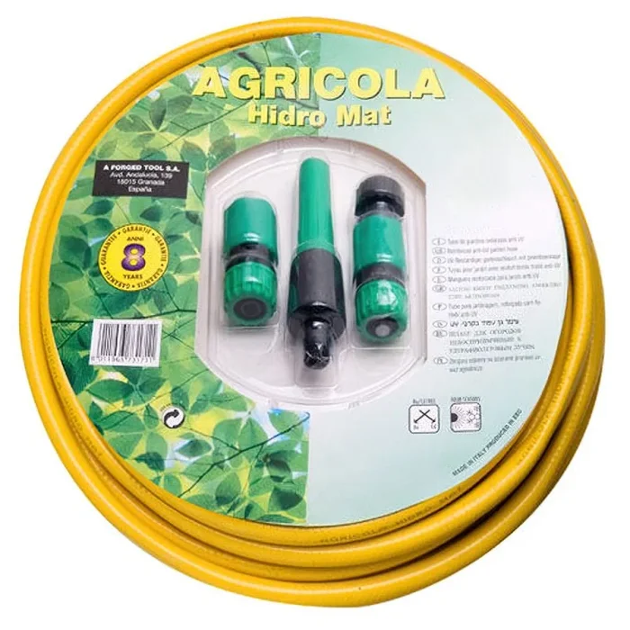 Manguera Jardin Hidro Mat Ø 15 mm. – 5/8″ Rollo 15 Metros Con Accesorios