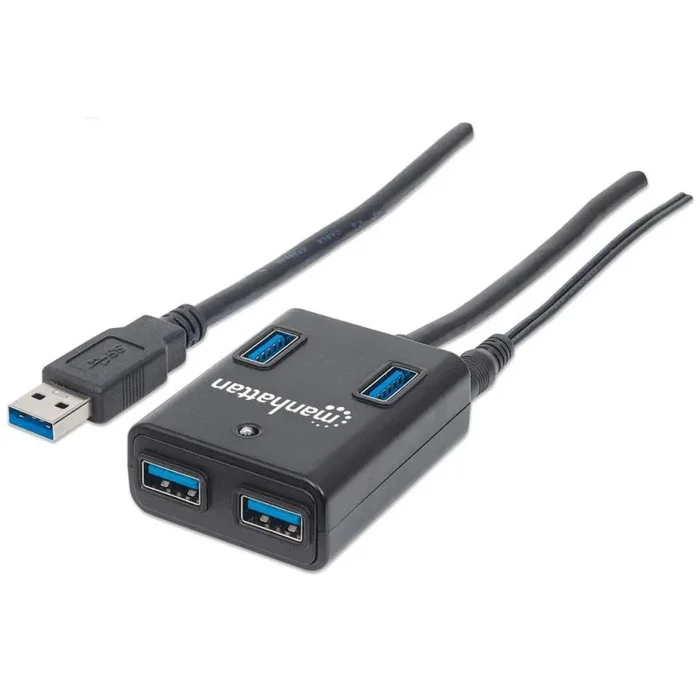 MANHATTAN USB-HUB 4-Port USB 3.0 Black con Alimentatore