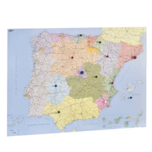 Mapa españa y portugal plastificado sin marco enrollado 103×129 cm. faibo 153g