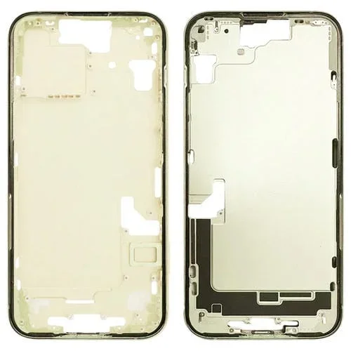 Marco Central Apple iPhone 15 Placa de Bisel con Teclas Laterales y Bandeja Tarjetas (Amarillo) Versión de USA