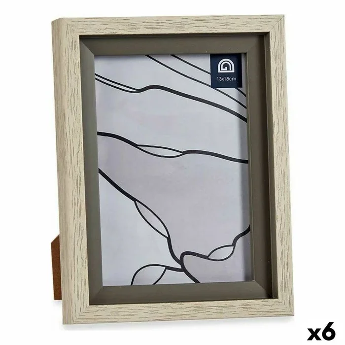 Marco de fotos 17 x 2 x 21,8 cm cristal gris beige plástico (6 unidades)