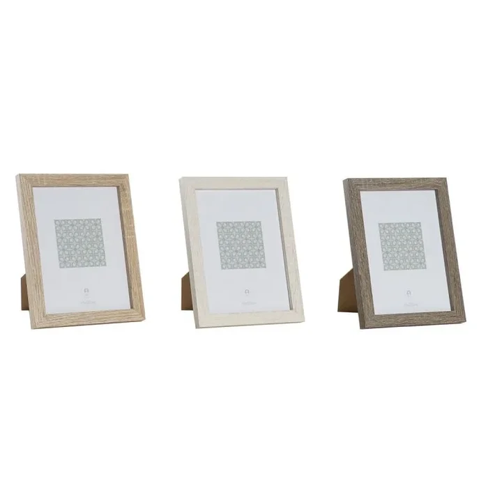Marco de fotos dkd home decor natural beige madera marrón oscuro boho (18 x 2 x 23 cm) (3 unidades)