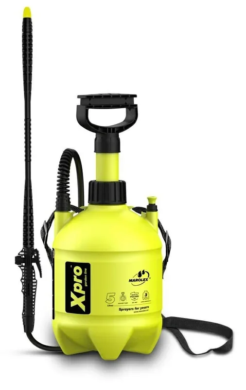 Marolex, XPRO 5, pulverizador profesional 5 litros, compacto, boquilla ajustable, bomba manual de alta presión, resistente a químicos, ideal para jardinería y limpieza