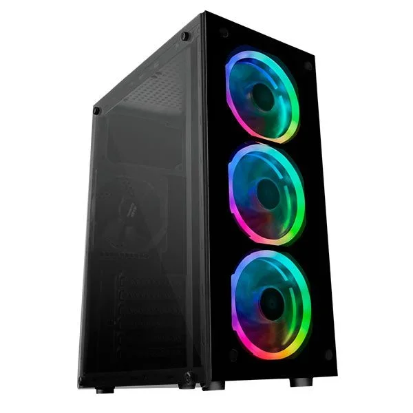Mars Gaming MCG, caja de PC ATX, cristal templado, 3 ventiladores LED