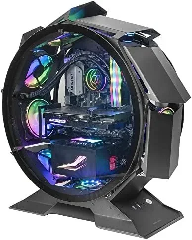 Mars Gaming MCORB Negro Caja PC Gaming Micro-ATX XL Diseño Circular Custom Doble Cristal Templado