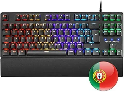 Mars Gaming MKXTKLRPT Teclado Mecánico Ultra-compacto TKL RGB Reposamuñecas Switch OUTEMU SQ Rojo Idioma Portugués
