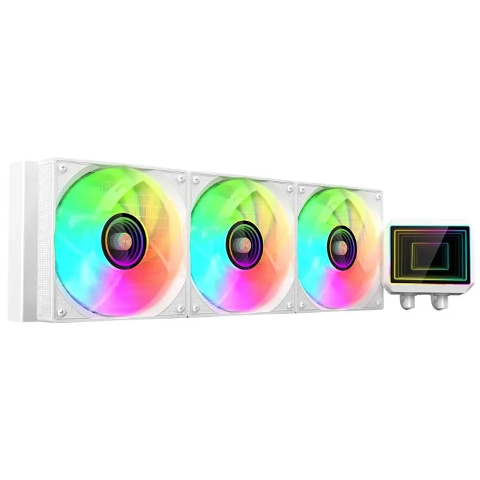 Mars Gaming ML-TWO360, Refrigeración Líquida AIO 600W TDP, 3x Ventilador ARGB Infinity Mirror Ultrasilencioso 12cm FDB, Núcleo de Cobre y Aluminio, Bomba Opti-Chamber 4ª Gen y Microcanales, Blanco