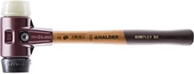 Masseta Simplex, mediana dura/duro, cabezales de golpeo de mezcla de caucho y nailon, diámetro de la cabeza: 60 mm