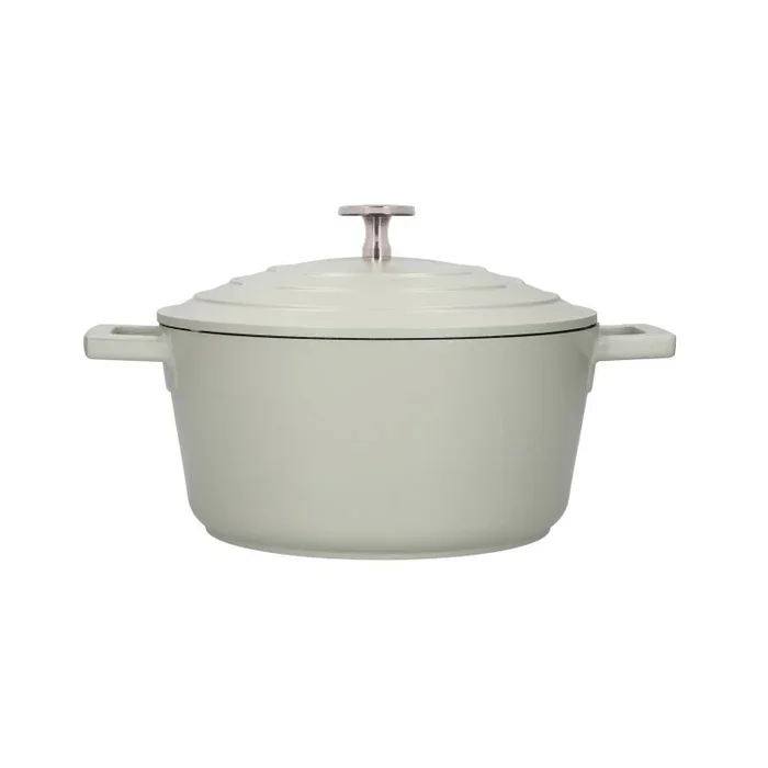 MasterClass Cazuela Redonda con Tapa de 2.5L, Acero Fundido, Apta para Hornos, Resistente a los Rayones, Revestimiento Antiadherente, Verde Menta