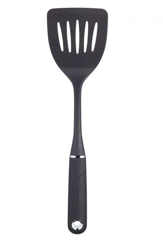 MasterClass Volteador con Ranuras, Resistente al Calor Antiadherente para Pescado, Duradero y Fácil de Limpiar, 35,5 cm (14»), Negro