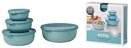 Mepal Cirqula Set 4-dlg, Nordic Green. laag Juego de cuencos Alrededor Polipropileno (PP), Elastómero termoplástico (TPE) Verde 4 pieza(s)