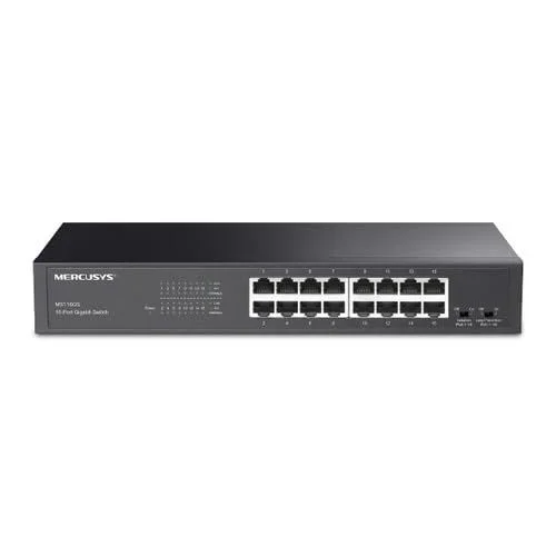 Mercusys MS116GS – Conmutador Plug & Play con puerto Gigabit de 16 puertos, carcasa metálica, QoS y sin instalación