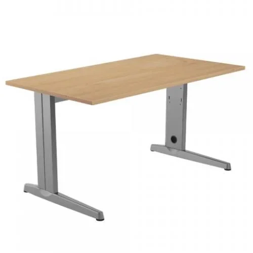 Mesa de oficina serie metal 160×80 gris / roble rocada 2002ac08