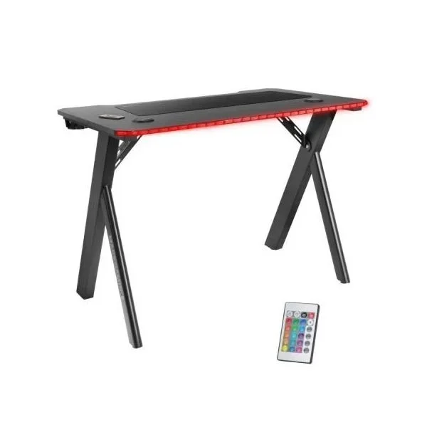 Mesa mars gaming mgd rgb negra chasis de acero tablero 100x60cm altura 74cm iluminacion rgb con mando a distancia gestion de cables