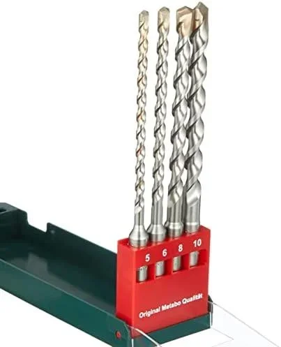 Metabo 625580000 625580000-Estuche SDS-Plus, Brocas con Longitud de 160 mm diámetros de 5 mm 6 mm 8 mm y 10 mm, Set de 4 Piezas