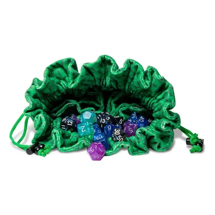Metallic Dice Games FanRoll Dragon StormTM Bolsa de dados de terciopelo con compartimento: escamas de dragón verde