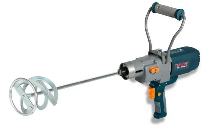 Mezcladora eléctrica Rebir EM1-950E-2 1200W 2 velocidades, herramienta profesional, ideal para mezclar mortero, adhesivos y pintura, motor potente, control y resistencia.