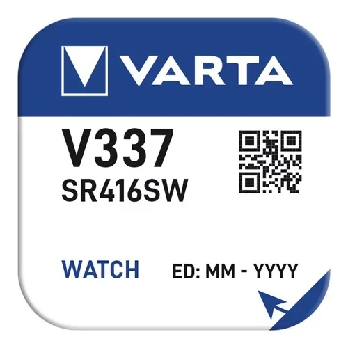 Micro pila de boton silver sr416sw – v337 9mah (blister 1 unid.) ø4,8×1,65mm