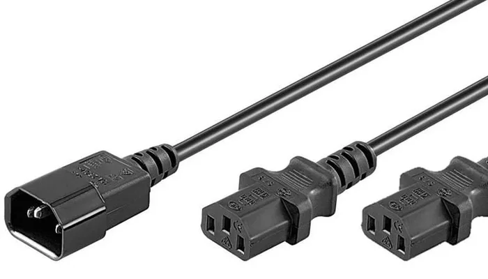 Microconnect PE061318 cable de transmisión Negro 1,8 m C14 acoplador Acoplador C13 2 x