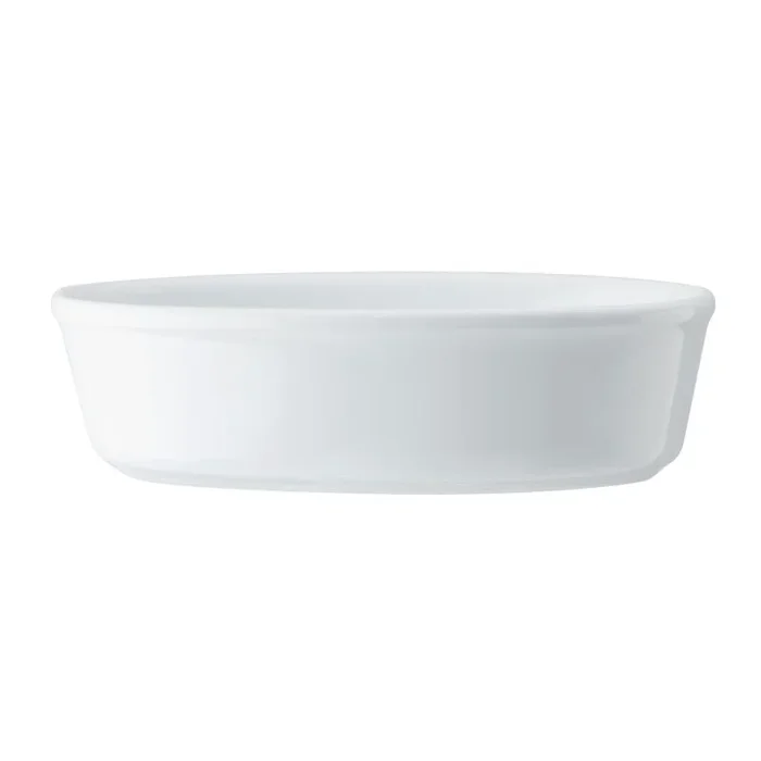 Mikasa Chalk Plato ovalado para tortas y empanadas, Blanco, Plato grande de porcelana para tortas, 18cm – Apto para horno, Plato hondo para tartas saladas y dulces, Apto para lavavajillas