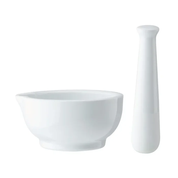 Mikasa Mortero de porcelana, Mortero blanco para moler hierbas y especias, Envasado para regalo y apto para lavavajillas
