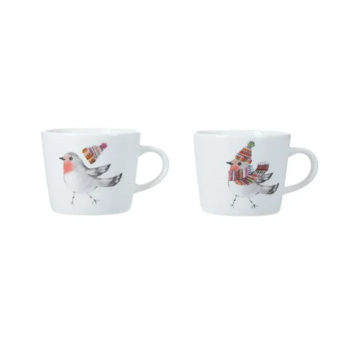 Mikasa Tipperlyhill juego de dos tazas de café espresso Robin de loza 90 ml, caja de regalo