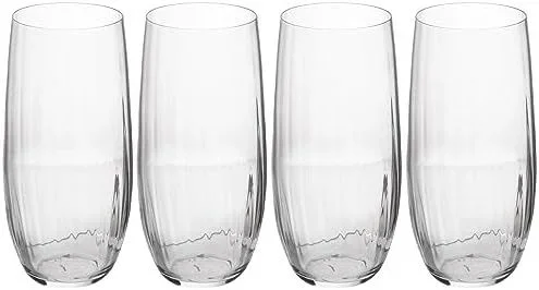 Mikasa Treviso Vaso Alto de Cristal, 400ml, Juego de 4 Vasos Finos Transparentes Sin Plomo con Efecto Ondulado para Celebraciones