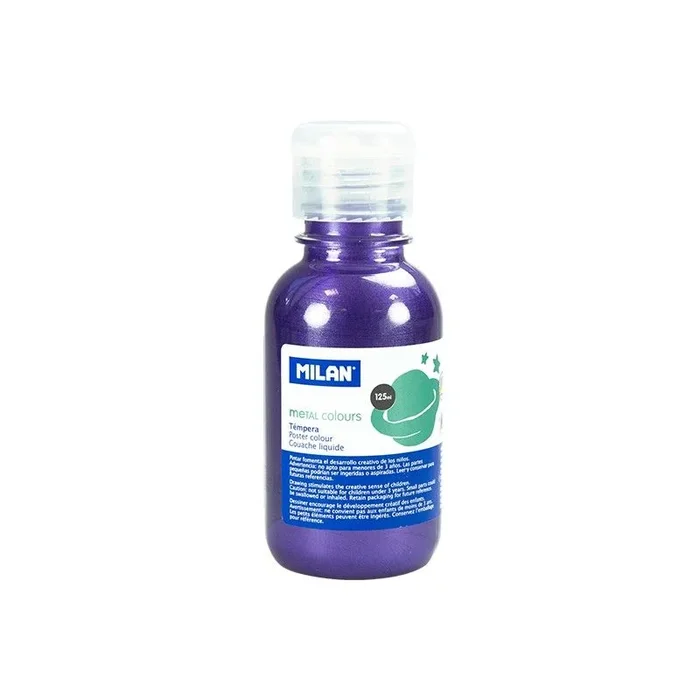 Milan botella de tempera – 125ml – tapon dosificador – secado rapido – mezclable – color violeta metalizado