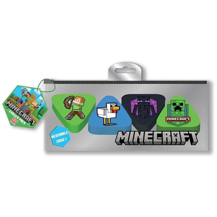 Minecraft Gomas para borrar SetMisura Paquete 4 (Talla única) (Multicolor), multicolor, Talla única