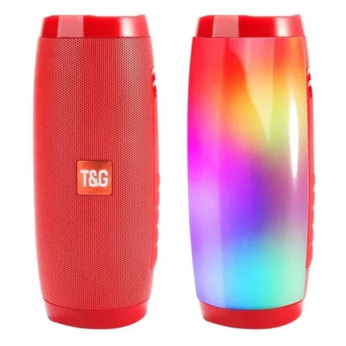 Mini Altavoz Bluetooth T & G Tg157 Bluetooth 4.2 Inalámbrico Portátil con Melody Luces de Colores (Rojo)