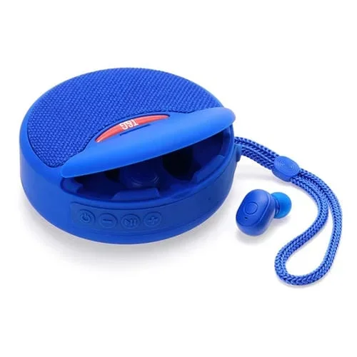 Mini Altavoz inalámbrico + Auriculares inalámbricos T&G Tg808 2 en 1 Bluetooth (Azul)