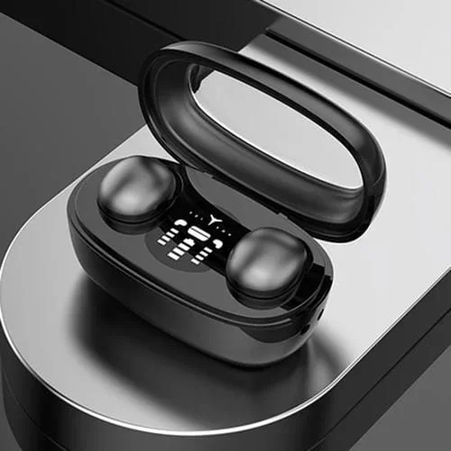 Mini Auriculares Bluetooth TWS Contenedor Rectangular Reducción de Ruido Música Para Dormir (Negro)