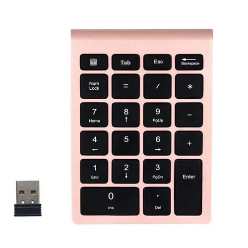 Mini Teclado Inalámbrico Bt304 para Portátil de 22 Teclas 2,4G (Dorado)