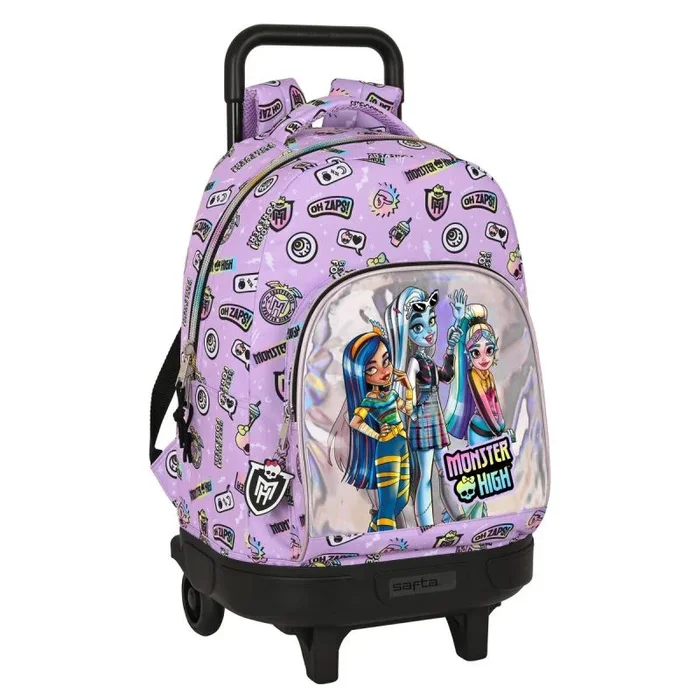 Mochila escolar con ruedas monster high best boos lila 33 x 45 x 22 cm