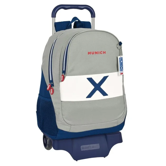 Mochila escolar con ruedas munich college gris (32 x 44 x 16 cm)