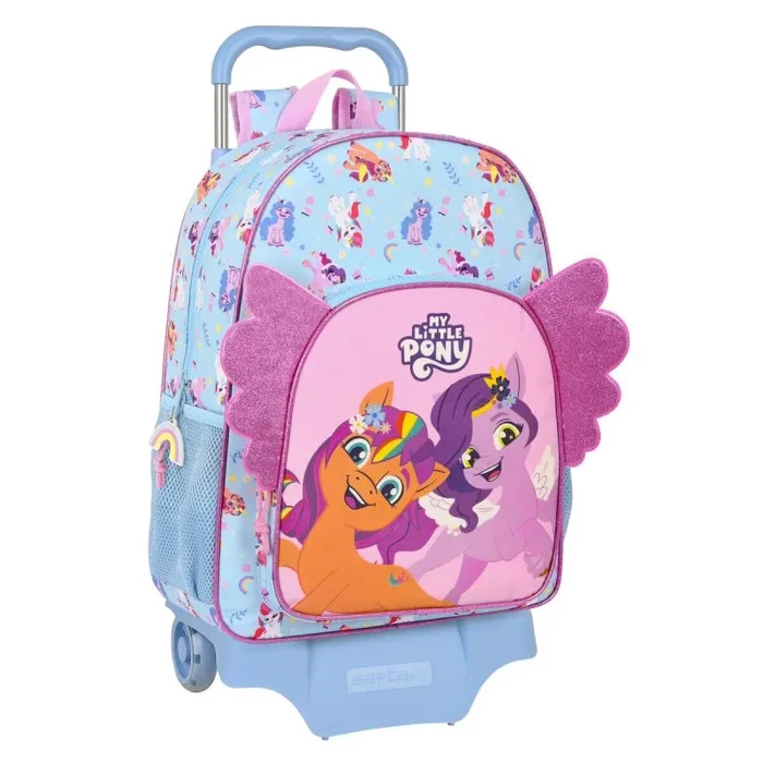 Mochila escolar con ruedas my little pony wild & free azul rosa 33 x 42 x 14 cm