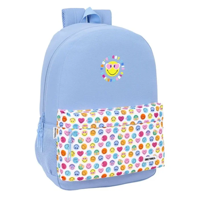 Mochila escolar smiley joyful azul multicolor 30 x 46 x 14 cm