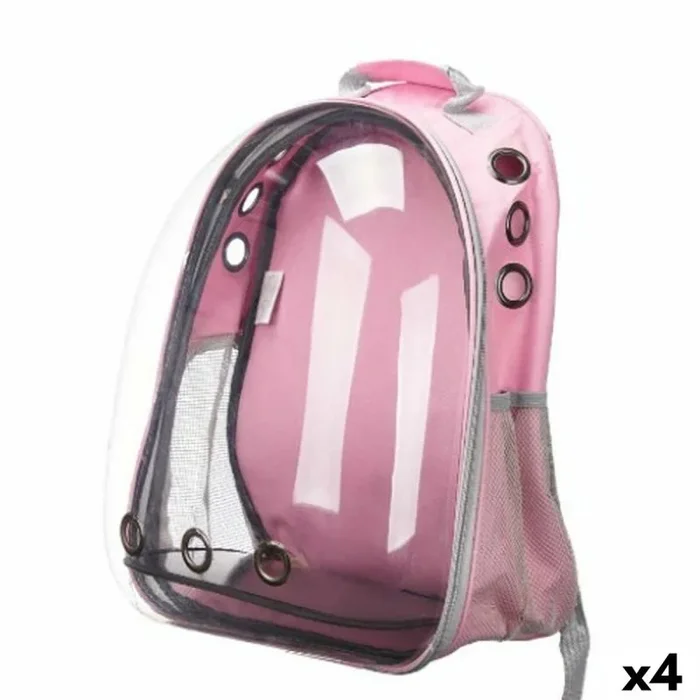 Mochila para mascotas rosa transparente 43 x 26 x 33 cm
