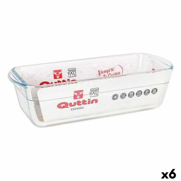 Molde rectangular quttin 63079 1,7 l vidrio 28,2 x 11,6 x 7,7 cm (6 unidades)