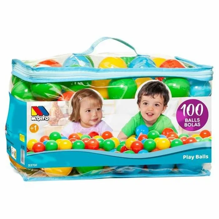 MOLTO | Bolsa 100 Bolas de Colores 6.5 cms | para Piscina de Bolas | Ultraresistentes, Flexibles y No Tóxicas | Juguetes Sensoriales para Bebes | Juguetes Educativos para Niños | 6 Meses