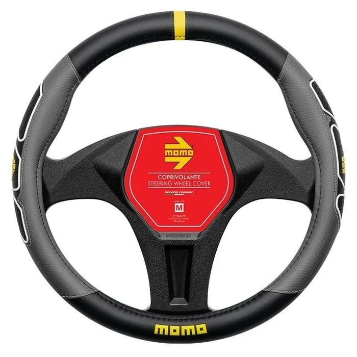 Momo Funda para volante Refial Fun, negro/gris, 38-39 cm